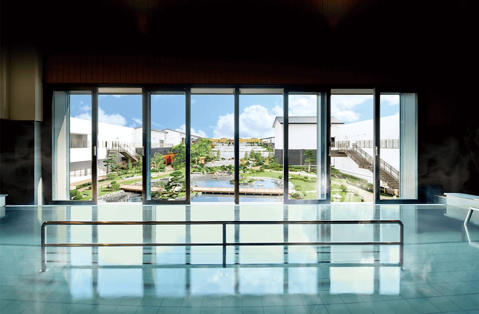 The garden-view bath above the Japanese garden